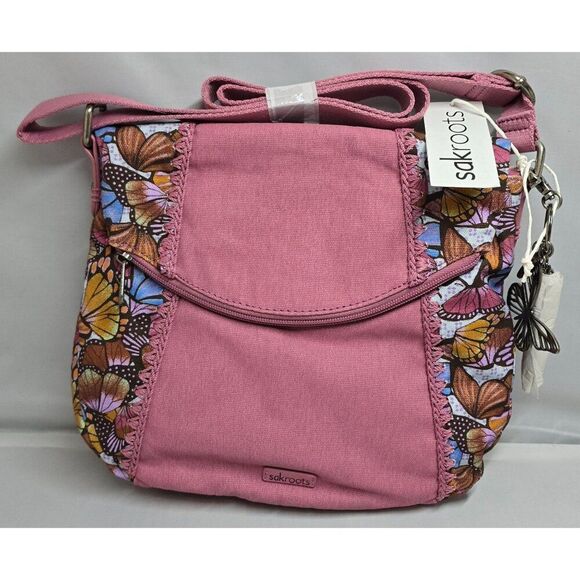 Sakroots Pink Butterfly Print Crossbody NWT fairycore cottagecore pink whimsy - Picture 1 of 9
